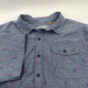 Howler Bros San Gabriel Button Shirt Mens XL Pocket Indigo Aztec Western SS EUC